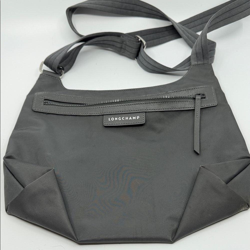 Longchamp Charcoal Gray Nylon Crossbody Bag